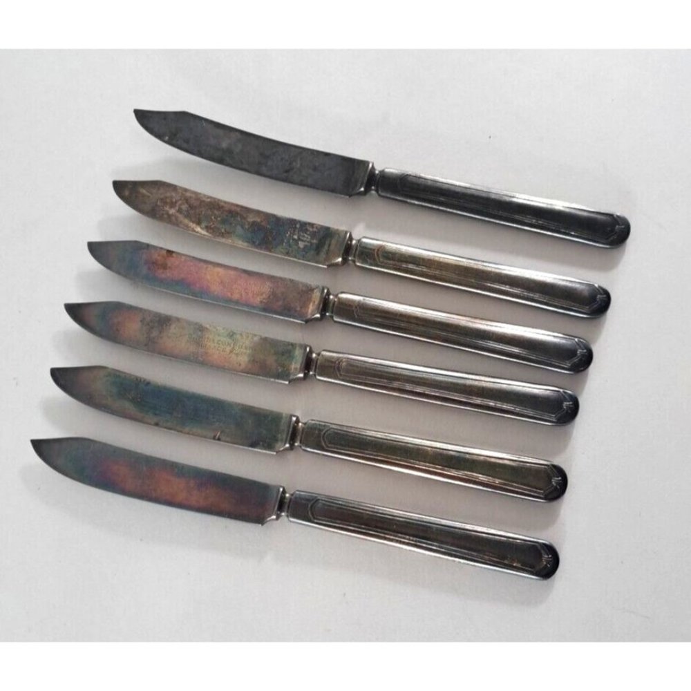 Antique Oneida Community Reliance Silver Plate Fruit Knives Set Of 6 6.5"